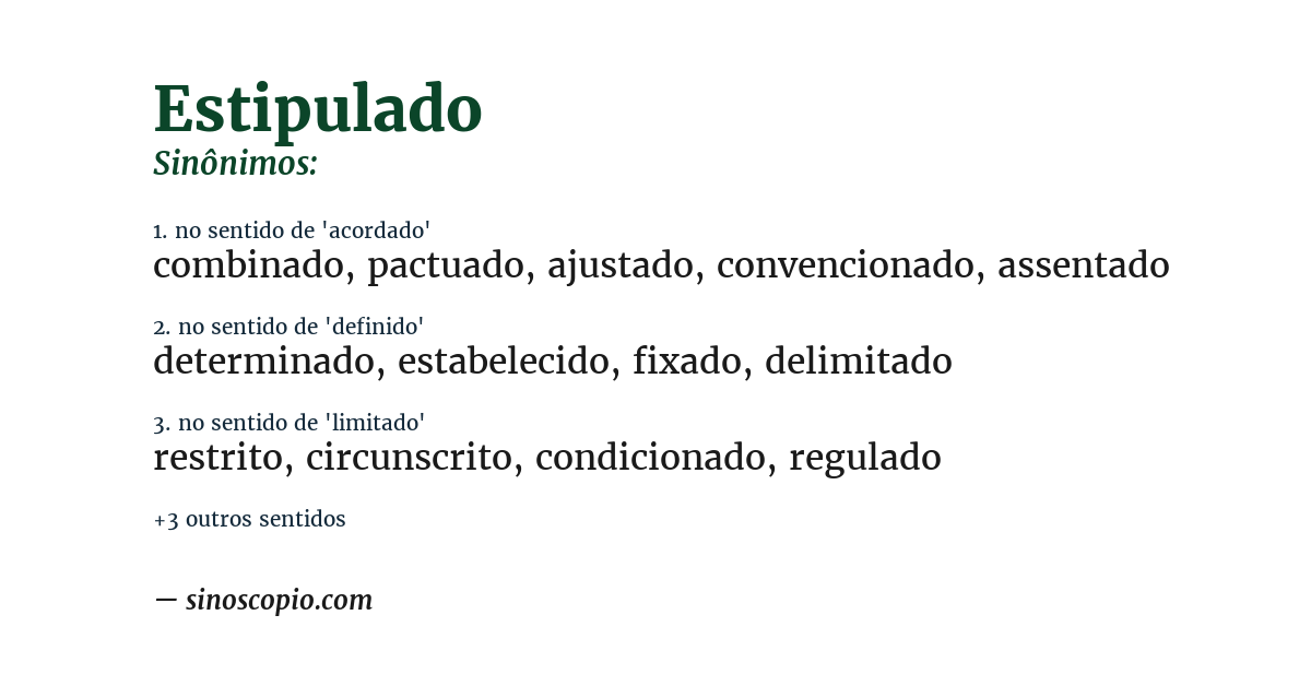 Sinônimo de estipulado