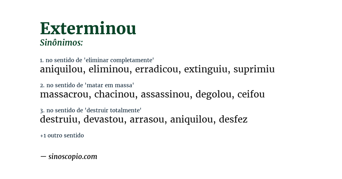 Sinônimo de exterminou