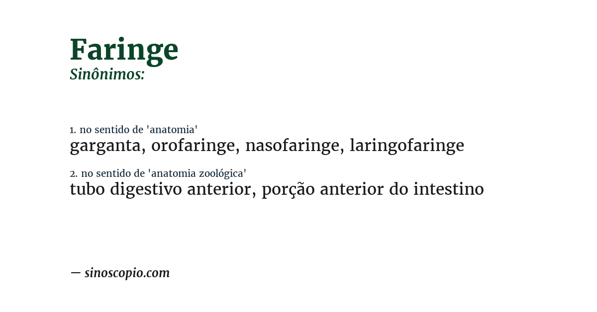 Sinônimo de faringe