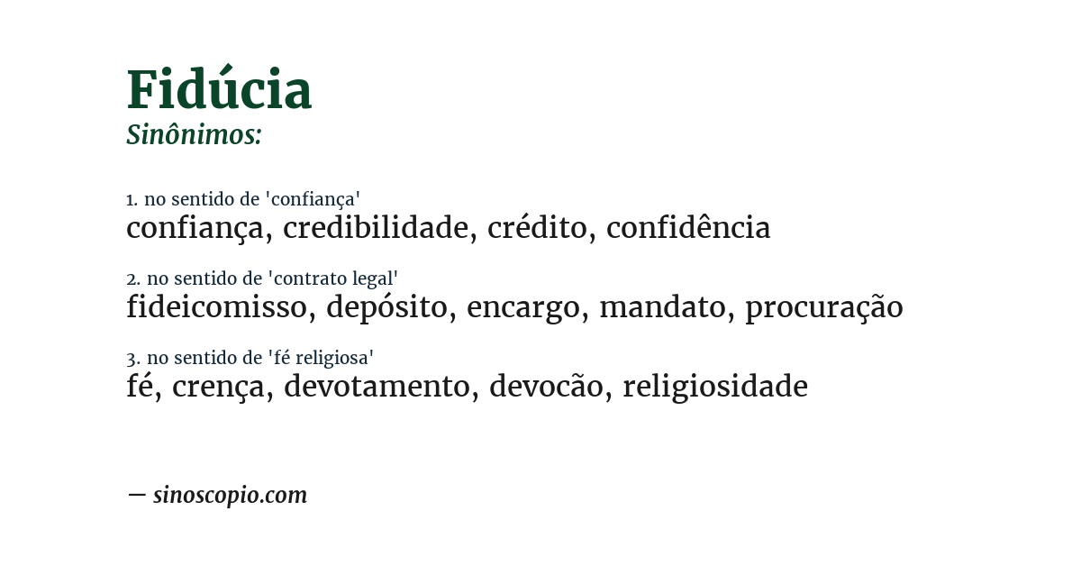 Sinônimo de fidúcia