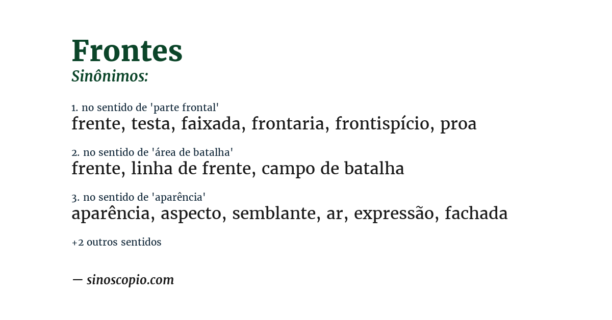Sinônimo de frontes