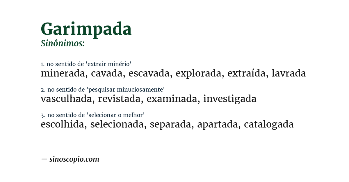 Sinônimo de garimpada