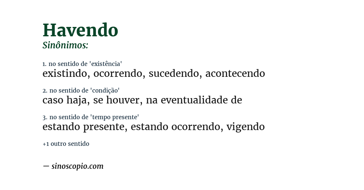 Sinônimo de havendo