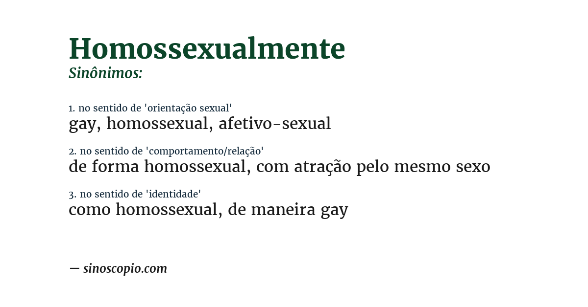Sinônimo de homossexualmente