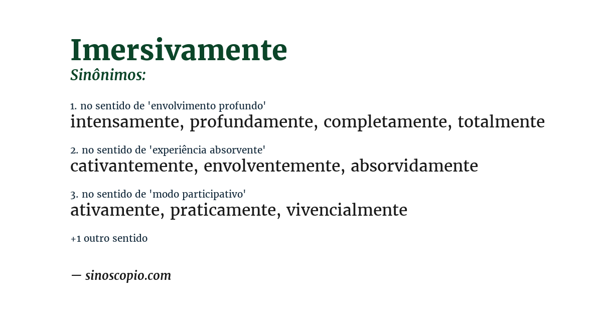 Sinônimo de imersivamente