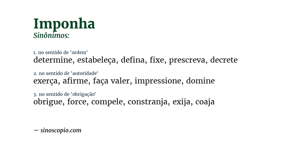 Sinônimo de imponha