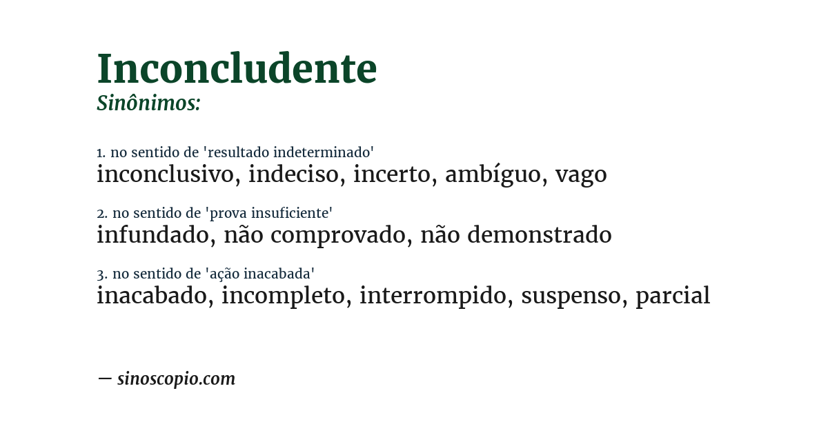 Sinônimo de inconcludente