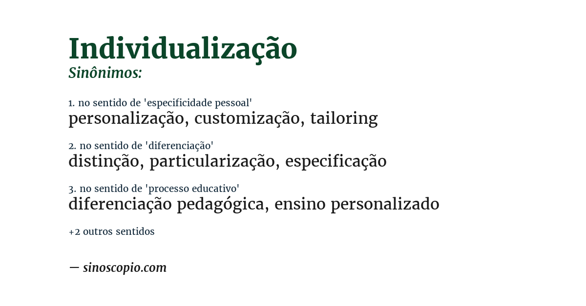 Sinônimo de individualização
