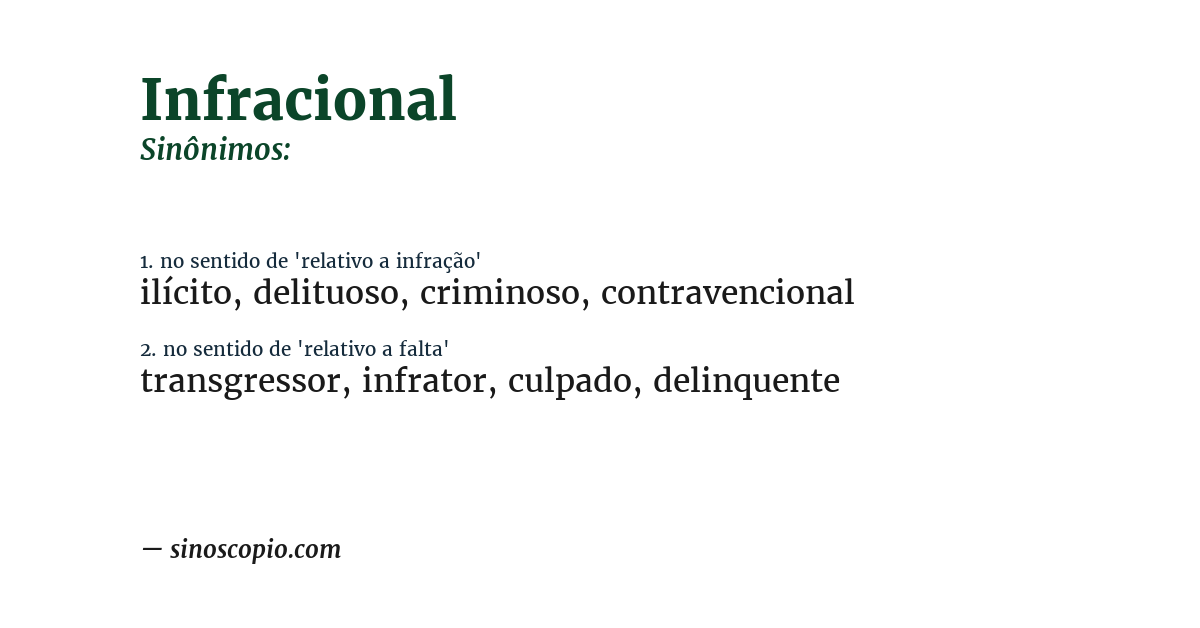 Sinônimo de infracional