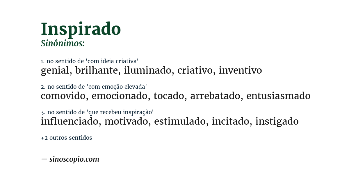 Sinônimo de inspirado