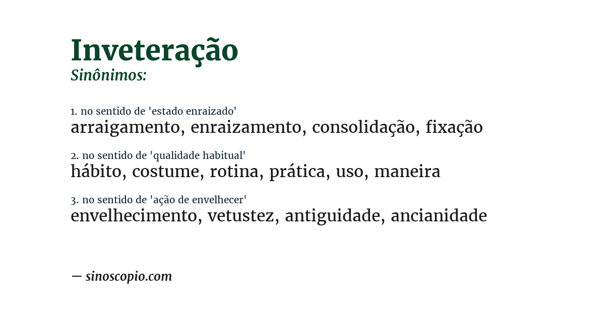Sinônimo de inveteração