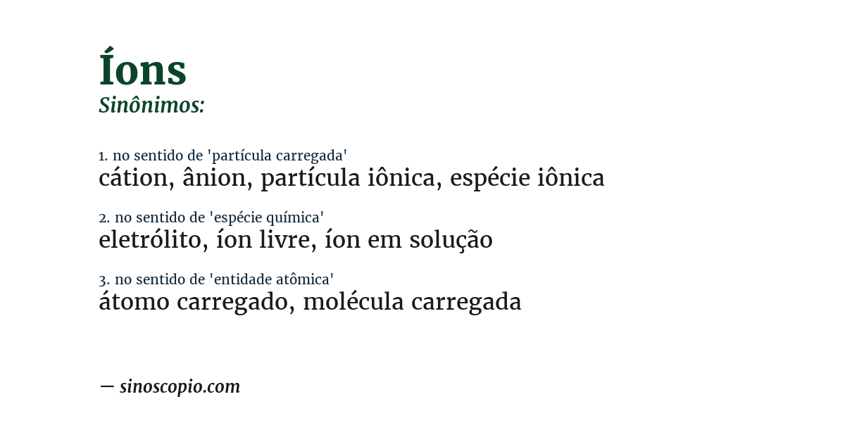 Sinônimo de íons