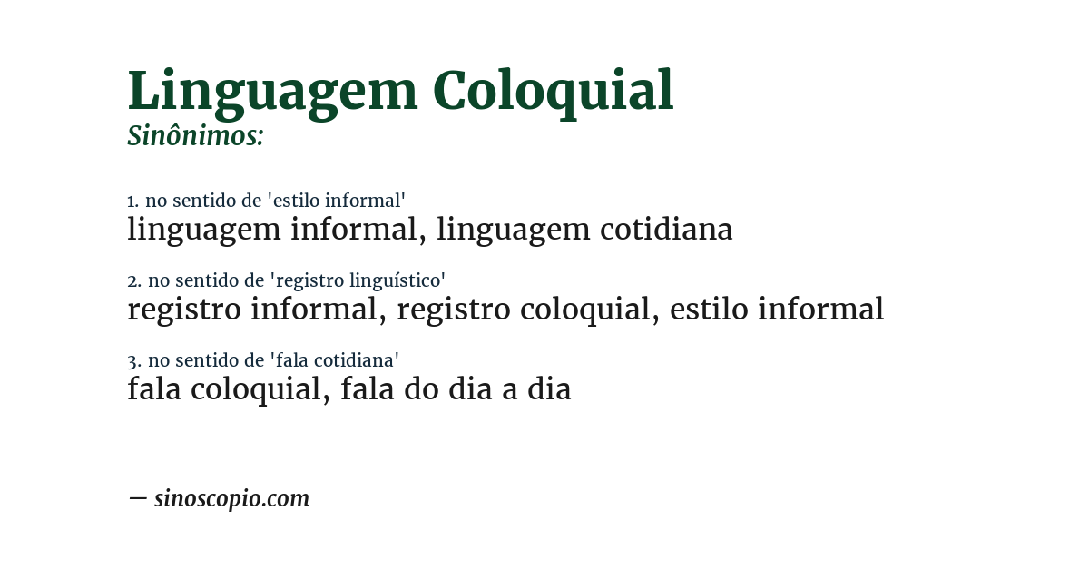 Sinônimo de linguagem coloquial