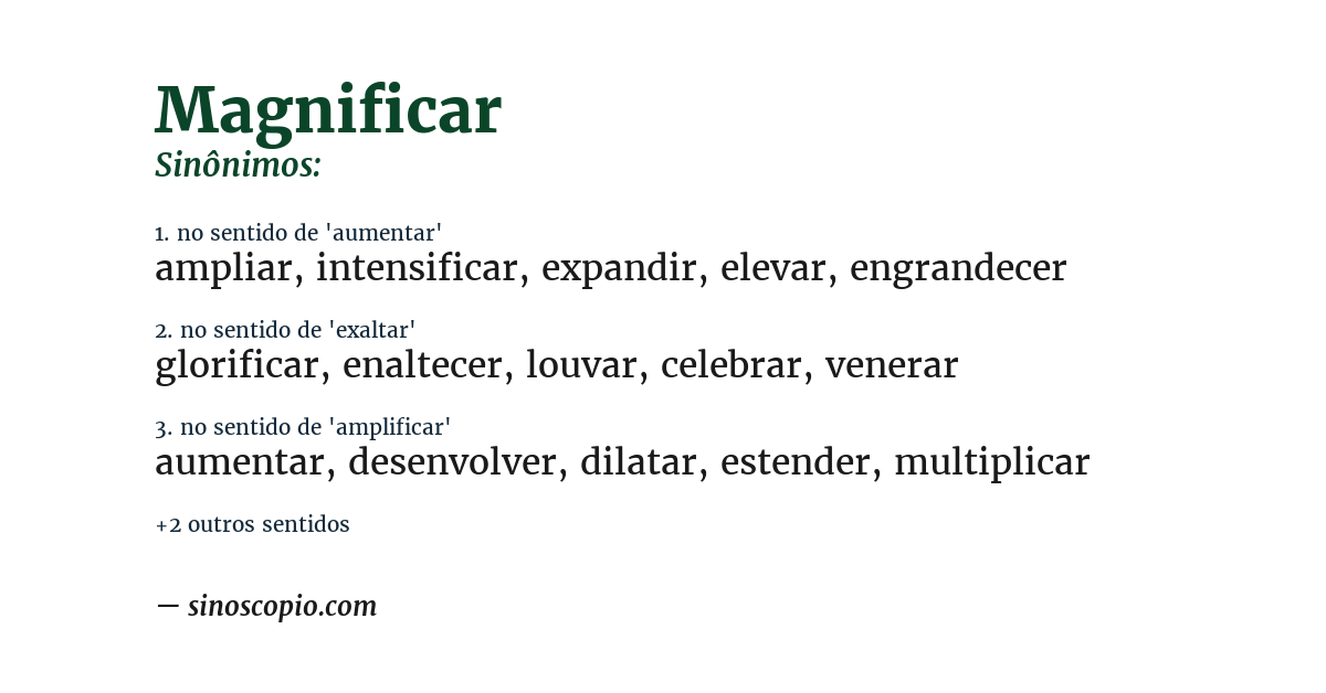 Sinônimo de magnificar