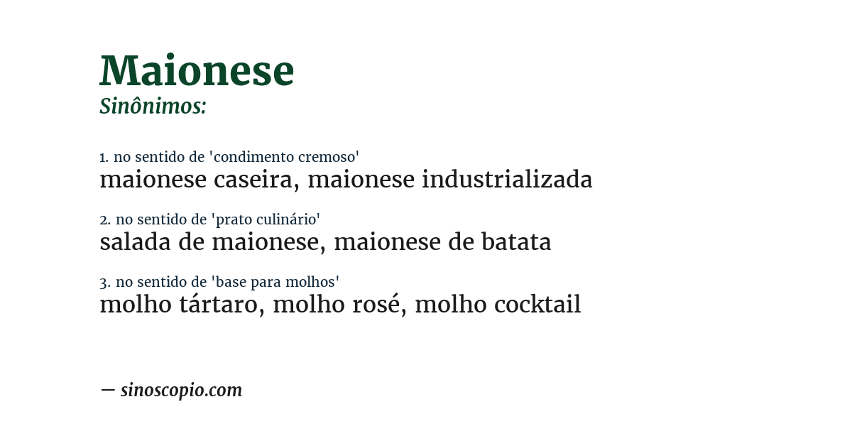 Sinônimo de maionese