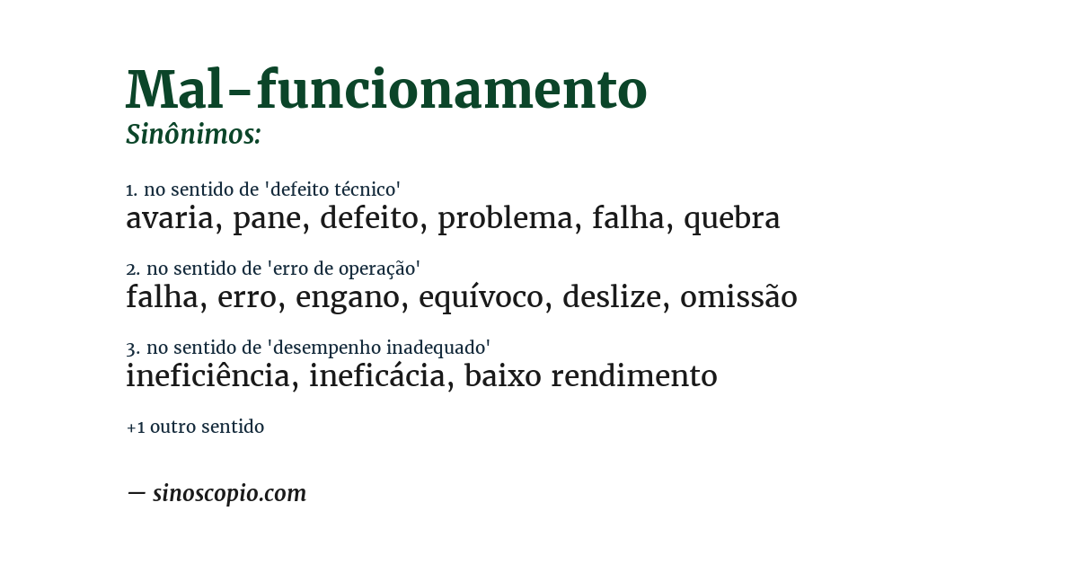 Sinônimo de mal-funcionamento