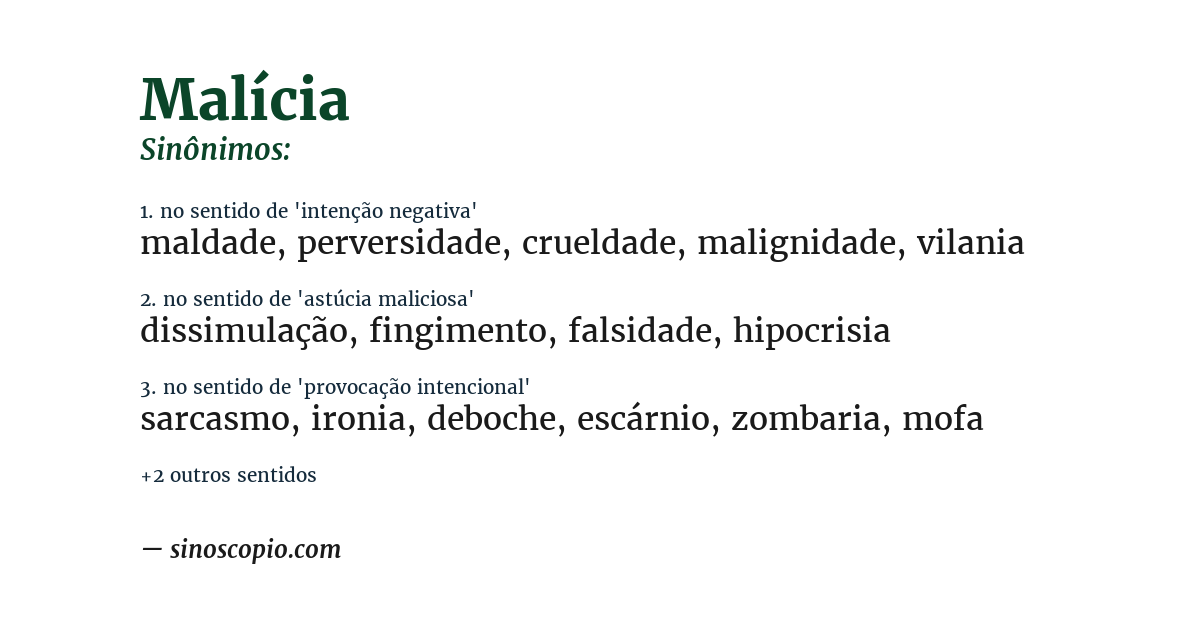 Sinônimo de malícia