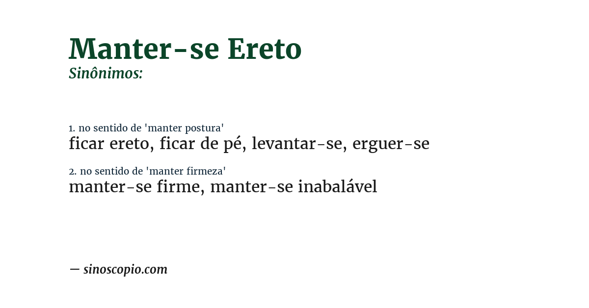 Sinônimo de manter-se ereto