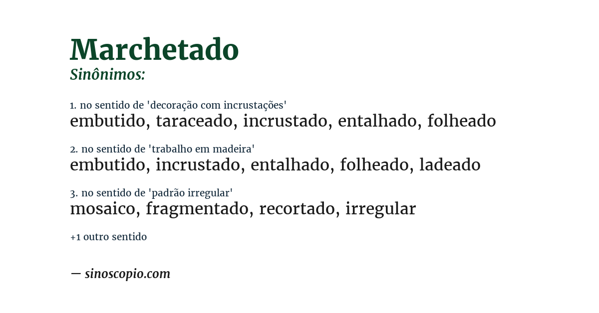 Sinônimo de marchetado