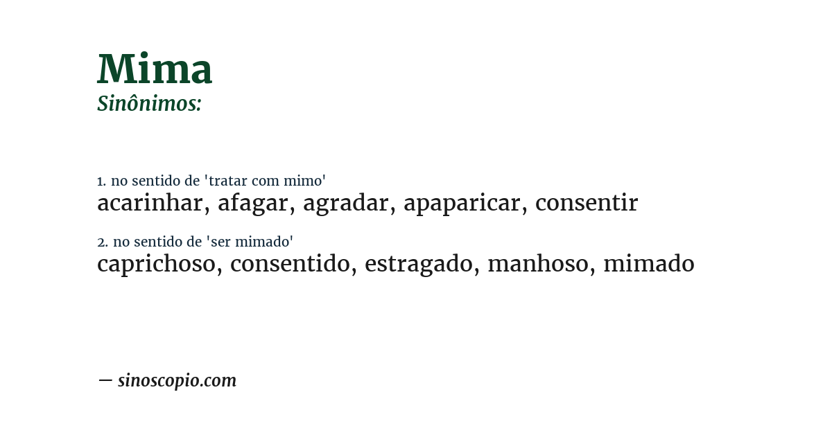 Sinônimo de mima