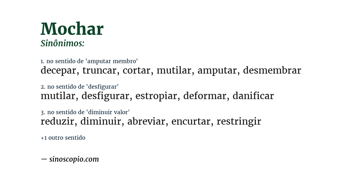 Sinônimo de mochar