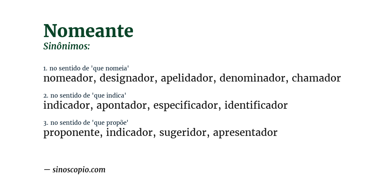 Sinônimo de nomeante