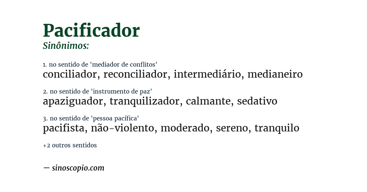 Sinônimo de pacificador