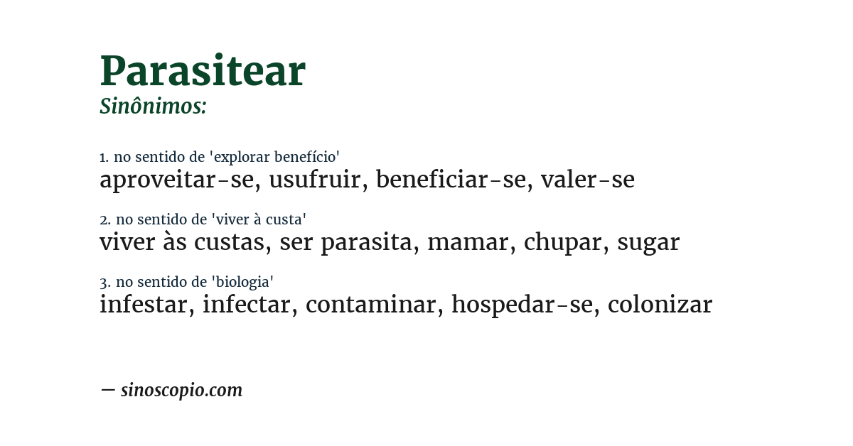 Sinônimo de parasitear
