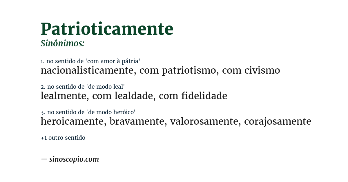 Sinônimo de patrioticamente