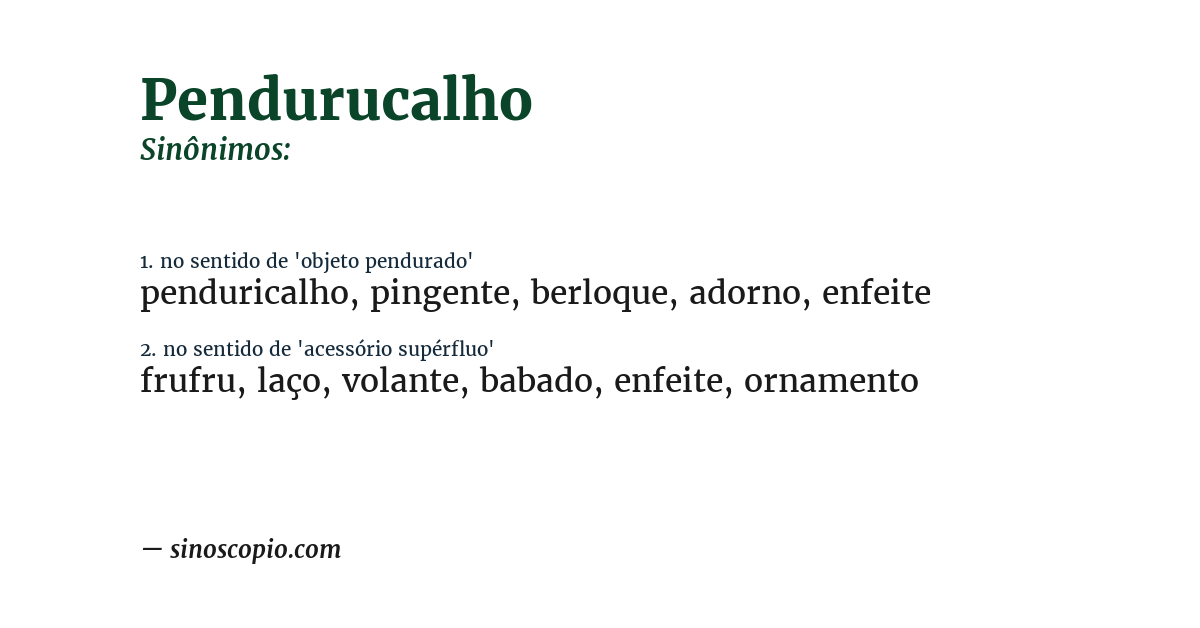 Sinônimo de pendurucalho