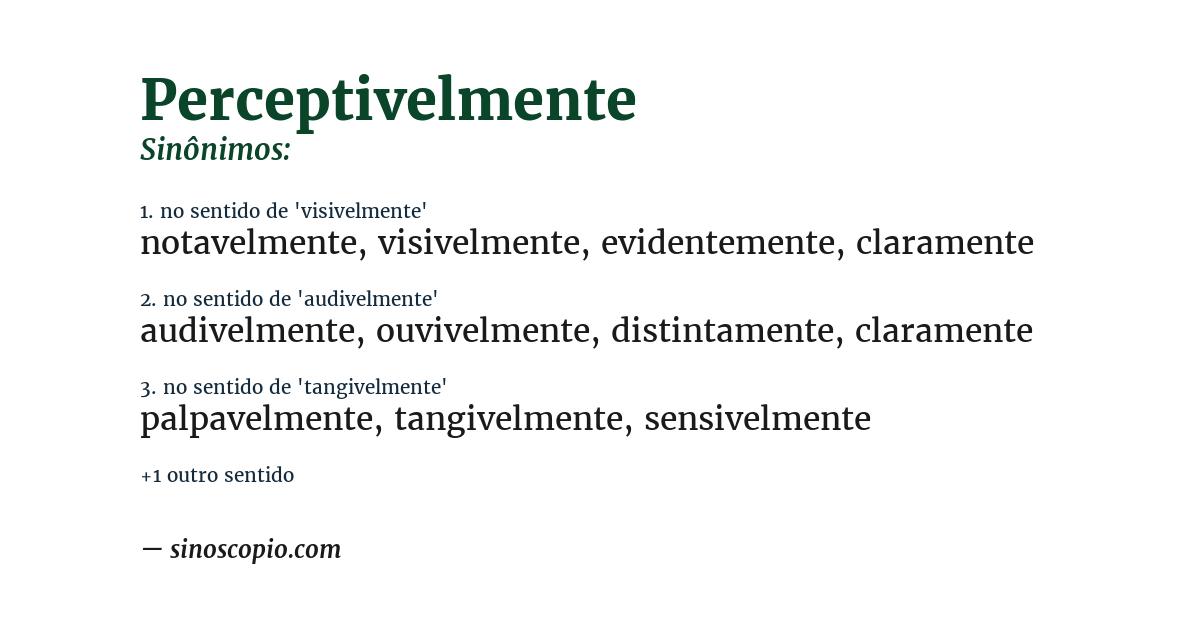 Sinônimo de perceptivelmente