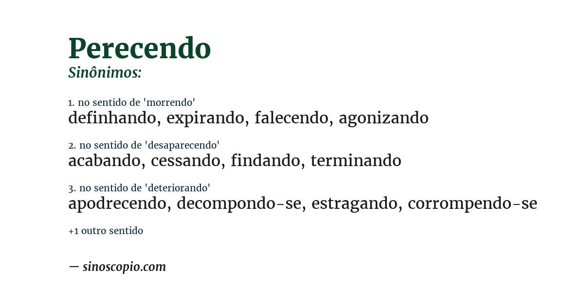 Sinônimo de perecendo