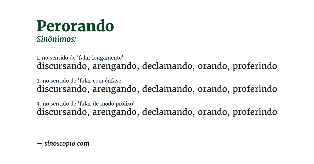 Sinônimo de perorando