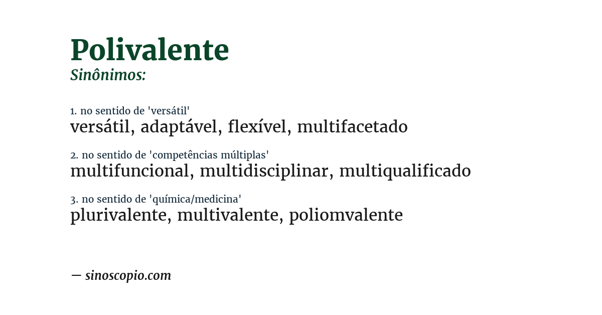 Sinônimo de polivalente