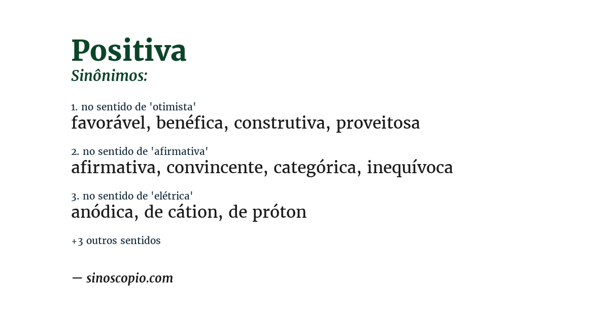 Sinônimo de positiva