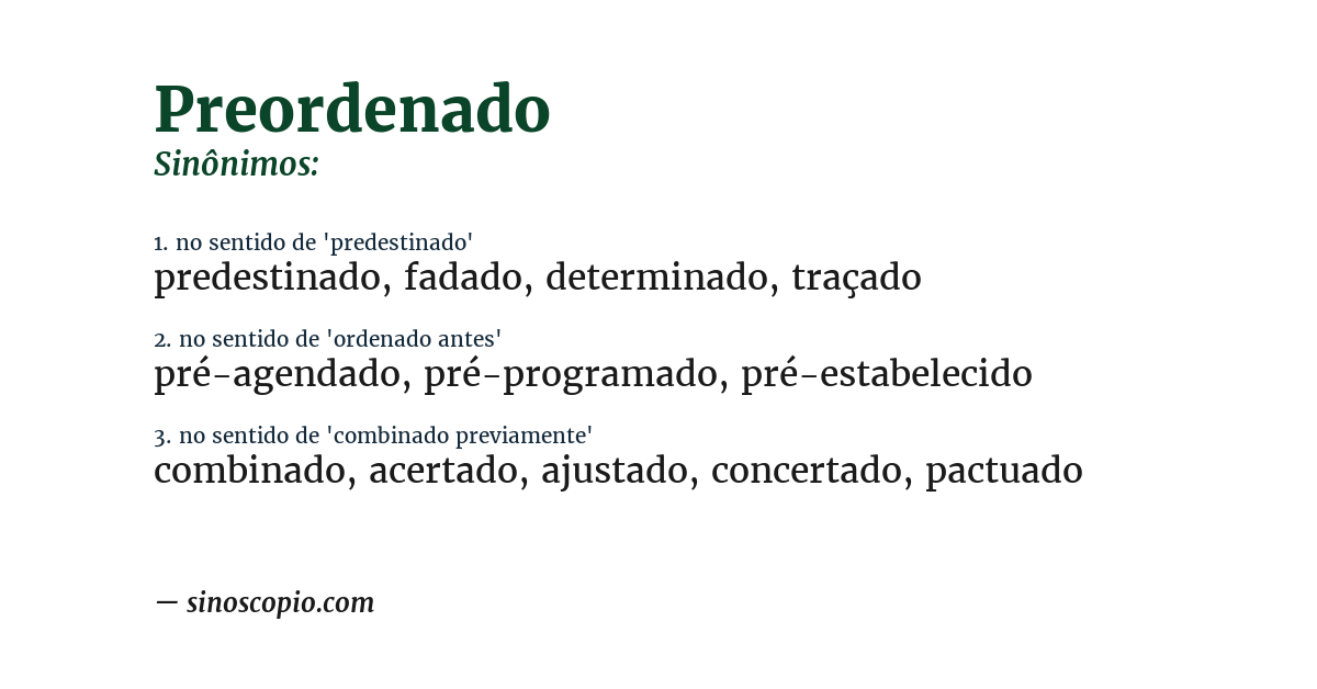 Sinônimo de preordenado