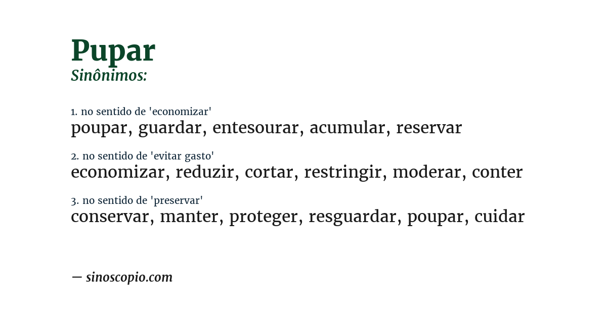 Sinônimo de pupar