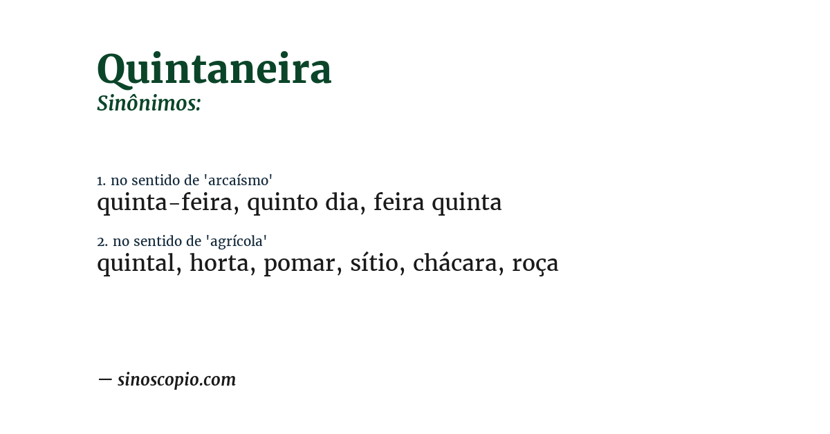 Sinônimo de quintaneira