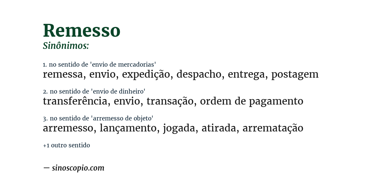 Sinônimo de remesso