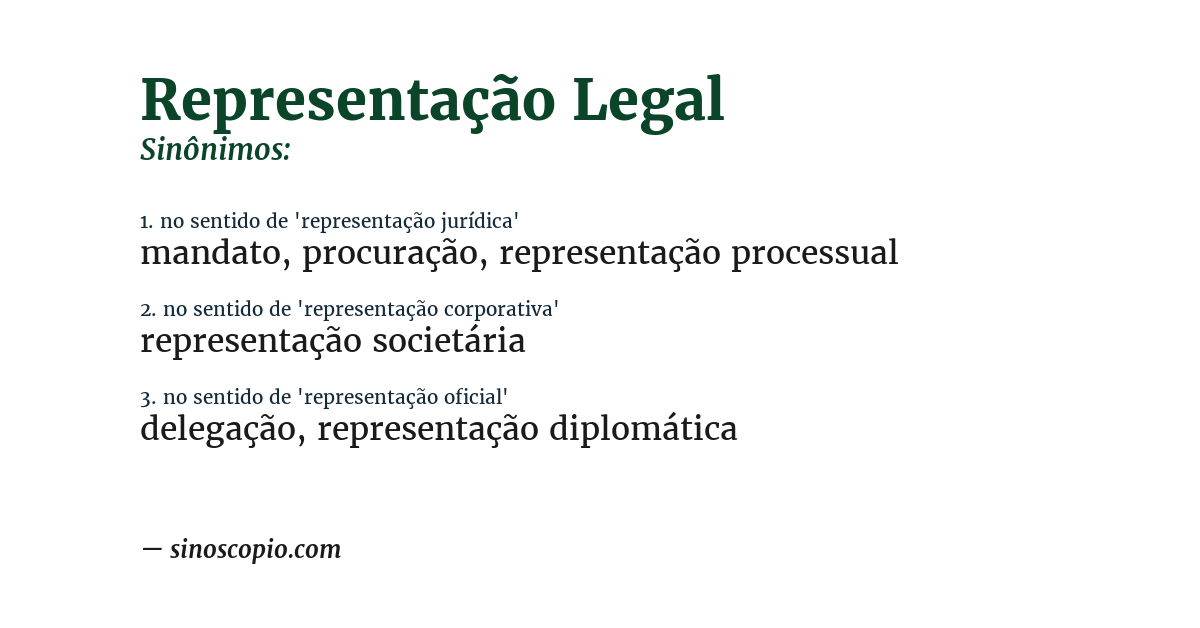 Sinônimo de representação legal