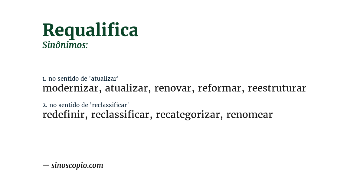Sinônimo de requalifica