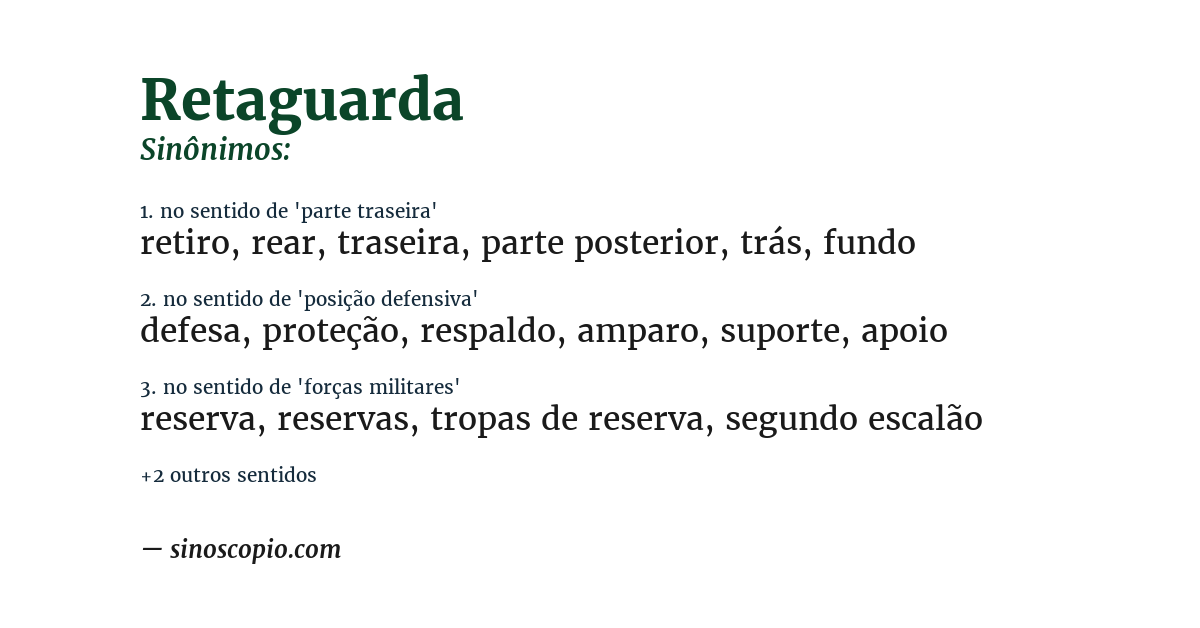 Sinônimo de retaguarda