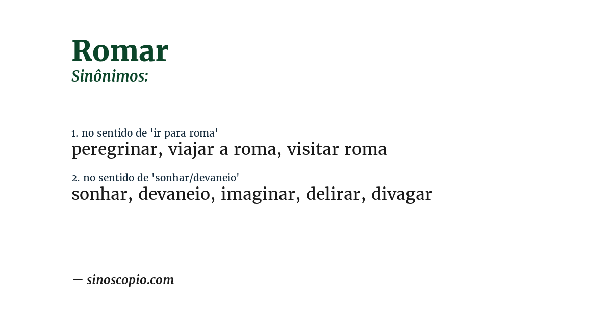 Sinônimo de romar