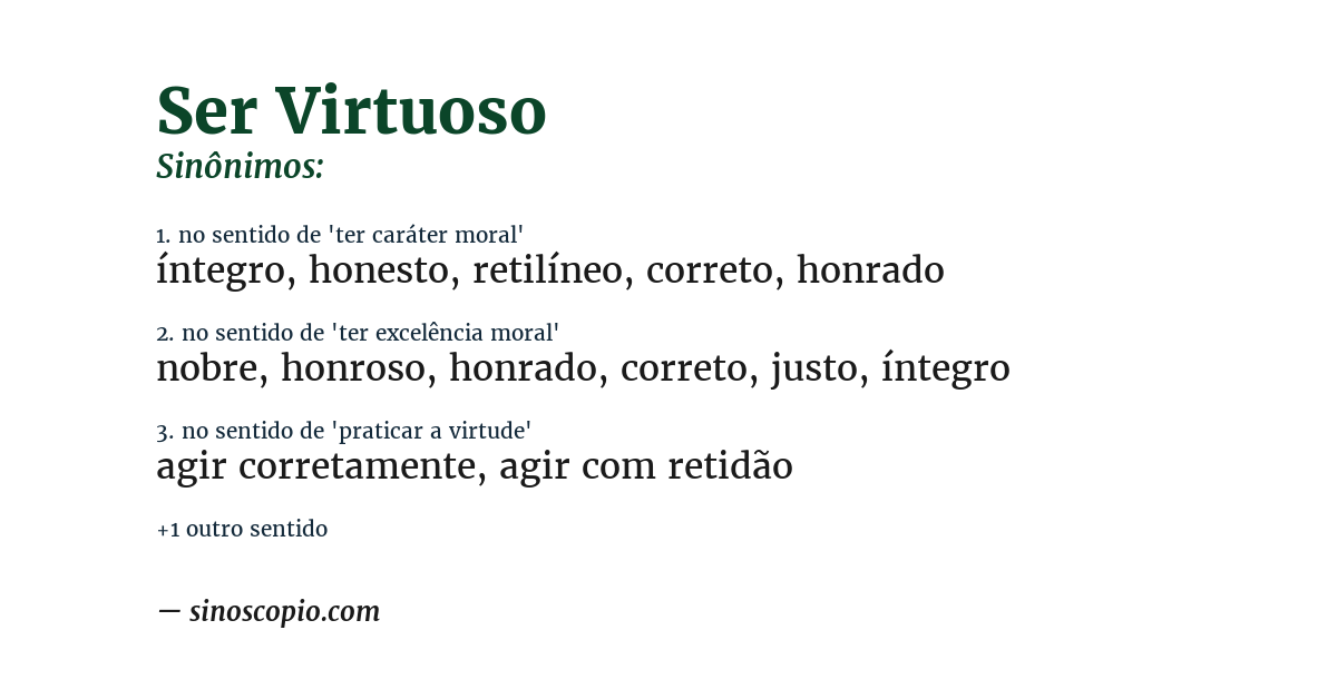 Sinônimo de ser virtuoso