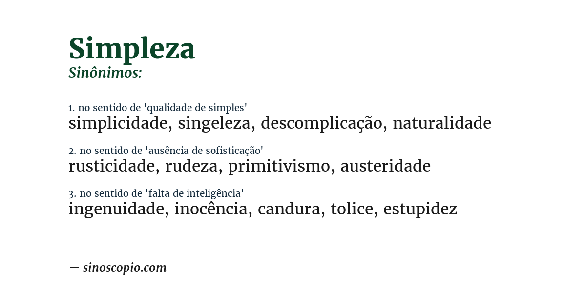 Sinônimo de simpleza