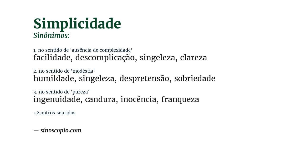 Sinônimo de simplicidade