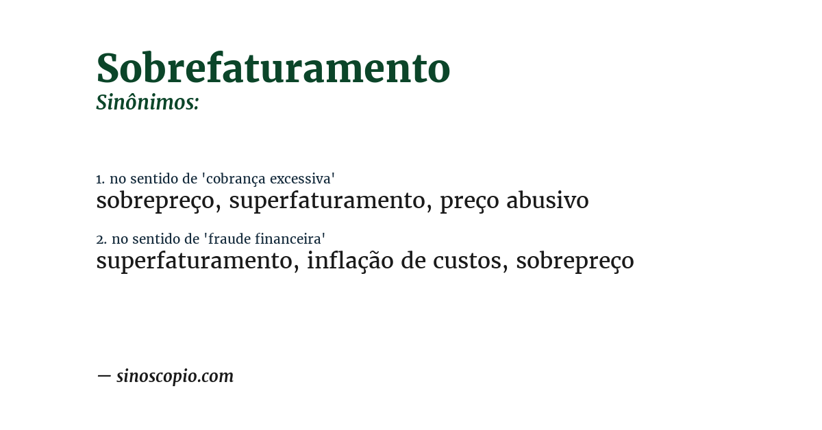 Sinônimo de sobrefaturamento