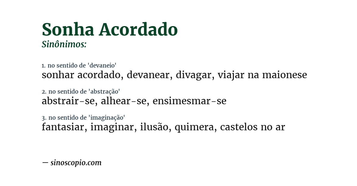 Sinônimo de sonha acordado