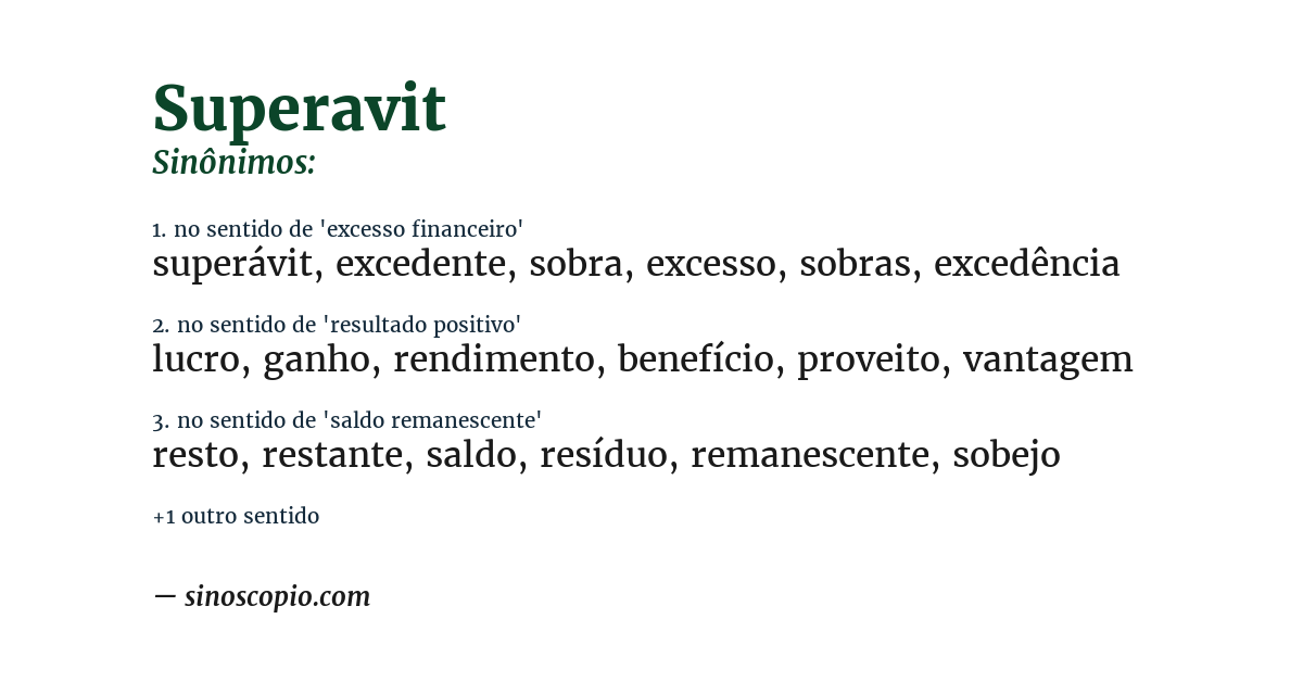 Sinônimo de superavit