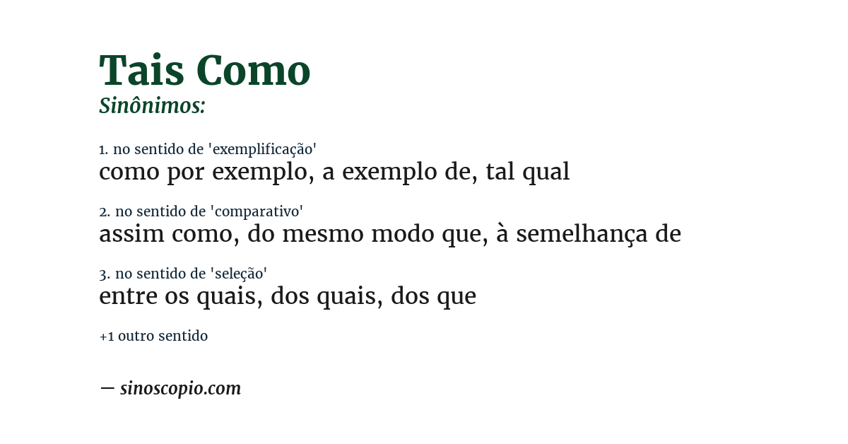 Sinônimo de tais como